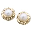 14K Yellow Gold Mabe Cultured White Pearl Earrings