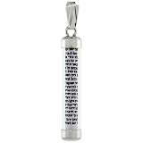 Sterling Silver Mezuzah Scroll Pendant in Tubular Glass Case, 1 5/16 in. (33mm) tall