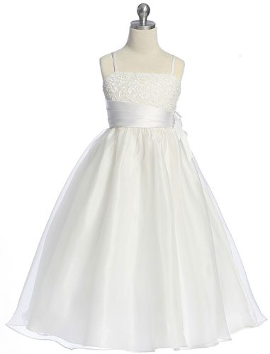 Clearance New Angle Sash Lace & Organza Flower Girl Dress
