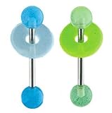 Glow in the Dark LifeSaver tongue ring Blue