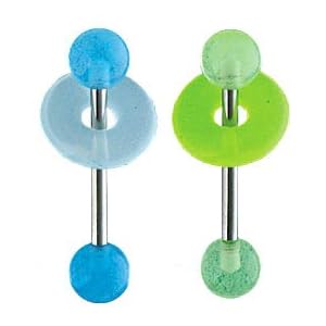 Glow in the Dark LifeSaver tongue ring Green