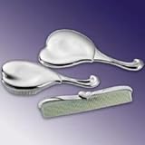 HEART DRESSER SET - HEART DESIGN 3 PIECE SILVERPLATED DRESSER SET - dresser set