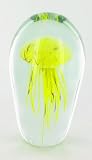 Yellow Glow in the Dark Jelly Fish Statue Glass Art