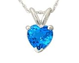 All-Natural Genuine 4 mm, Heart Shape Blue Topaz pendant set in 14k White Gold