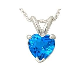 All-Natural Genuine 7 mm, Heart Shape Blue Topaz pendant set in Platinum by Blue-Topaz Sets
