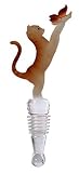 Hand Blown Glass Wine Bottle Stopper - Cat with Butterfly