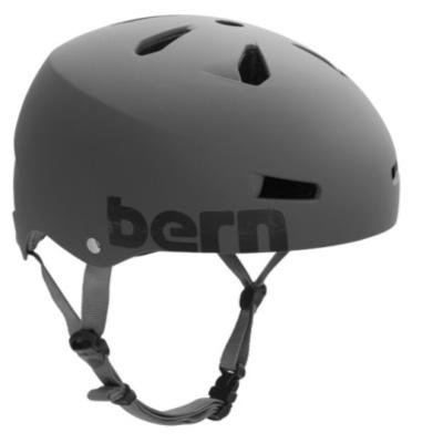 Bern 2012 Men's Macon Summer Skate Hardhat (Matte Grey Distressed Logo - L)