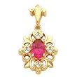 14K Yellow Gold Chatham Created Ruby and Diamond Pendant