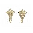 14K Gold Caduceus Earrings Nurse Medical Jewelry 12mm
