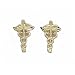 14K Gold Caduceus Earrings Nurse Medical Jewelry 12mm