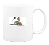 Mug with reading, worm, light, book, brown