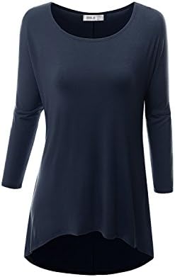 Doublju Womens Round Neck Long Sleeve Comfy Navy Active Tunic Top,3XL