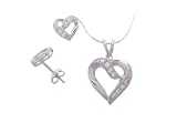 Sterling Silver Heart Necklace and Earring Set