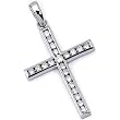 14Kt White Gold Diamond Blessed Cross Pendant