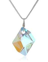 Sterling Silver Swarovski Elements Crystal Aurora Borealis Cosmic Pendant Necklace, 18"