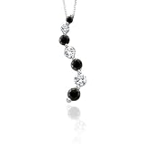 10K White Gold 1/2 ct. Alternating Black and White Diamond Journey of Love Curve Pendant with Chain