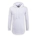 OLRIK Mens Hipster Hip Hop ELong Pullover Hoodie Shirts White M