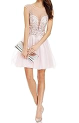 Cocktail Above the Knee Bubble Dress Sweetheart Nylon Halter Mini Dress 