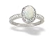 14K White Gold Genuine Oval Opal and Diamond Couture Ring