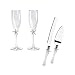 Kitchen & Housewares : Beach Champagne Flutes and Server Set - White