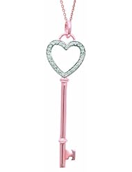14K Gold over Sterling Silver 0.13ct TDW Diamond Heart Key Pendant (H-I, I1-I2)