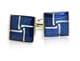 Classy Teal Blue Pinwheel Cloisonne Silver Cufflinks with Gift Box