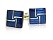 Classy Teal Blue Pinwheel Cloisonne Silver Cufflinks with Presentation Box