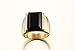 Fashion Stainless Steel Gold Plated Vintage Square Black Agate Signet Rings for Men, Gold,Size 9