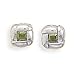 Square Peridot Post Stud Earrings 8mm Sterling title=