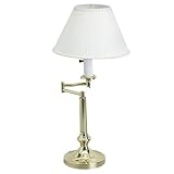 Brass Desk Lamp, 21H, with Swinging Arm, Pleated Fabric Shade CEB20006