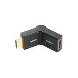 PTC Premium Gold Series HDMI Male to Female Swivel type Port Saver Adapter with 90 Degrees Swiveling in both directions