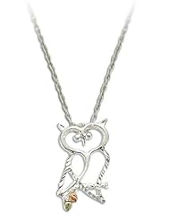 Landstroms Sterling Silver Owl Pendant with Black Hills Gold Leaves - PE3100SS