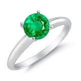 1/4 CT Emerald Solitaire Ring 14K White Gold (Available In Sizes 5 - 10)
