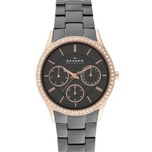 Skagen Denmark Womens Watch Charcoal & Rose Gold Women's #347LRXM