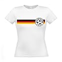 WOMAN T-Shirt - Fußball Logo auf Deutschlandfahne in SCHWARZ ROT GOLD - S M L XL XXL XXXL