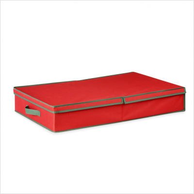 Honey-Can-Do SFT-01597 Ornament Storage Box with Movable Dividers - Holiday Red