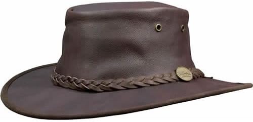 2X-Large Dark Brown "Sundowner Roo" Kangaroo Leather Packable Outback Hat