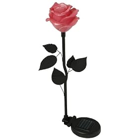Moonrays 91405 Solar Powered Flower Light, Pink Rose Fixture