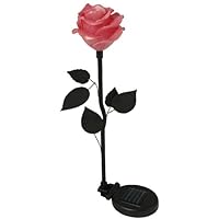 Moonrays 91405 Solar Powered Flower Light, Pink Rose Fixture