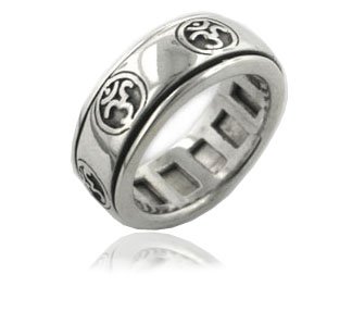 Sterling Silver OM or Aum Hindu Yoga Symbol Spinning Motion Ring(Sizes 4,5,6,7,8,9,10,11,12,13,14,15)