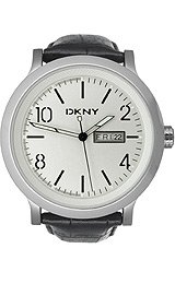 DKNY Men's Black Leather-Strap Watch