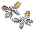 Multi-color mother of pearl butterfly Solid Sterling Silver Earrings