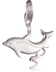 VINANI brand Germany 925 Sterling Silver Charm Pendant Dolphin Mother and Child shiny HDB