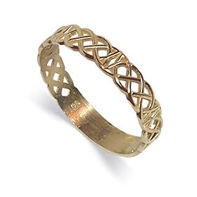 Genuine 10 KT Yellow Gold Celtic Slim Ring 10K Band Size 8.5 by 