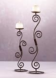 Wrought Iron, Swirl Design, Hammered Candlestick Holders