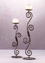Wrought Iron, Swirl Design, Hammered Candlestick Holders