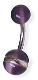 Catseye Ring Navel Barbell (Purple)