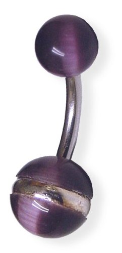 Catseye Ring Navel Barbell (Purple)