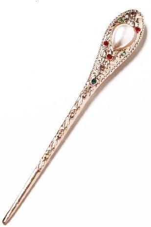 Colorful Golden Pearl Drop Oval Bead Japanese Royal Hair Stick Pin Bookmark