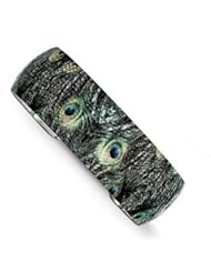 Sterling Silver 20.50mm Blue/Green Peacock Overlay Design Domed Fancy Cuff Bangle Bracelet Made in Italy